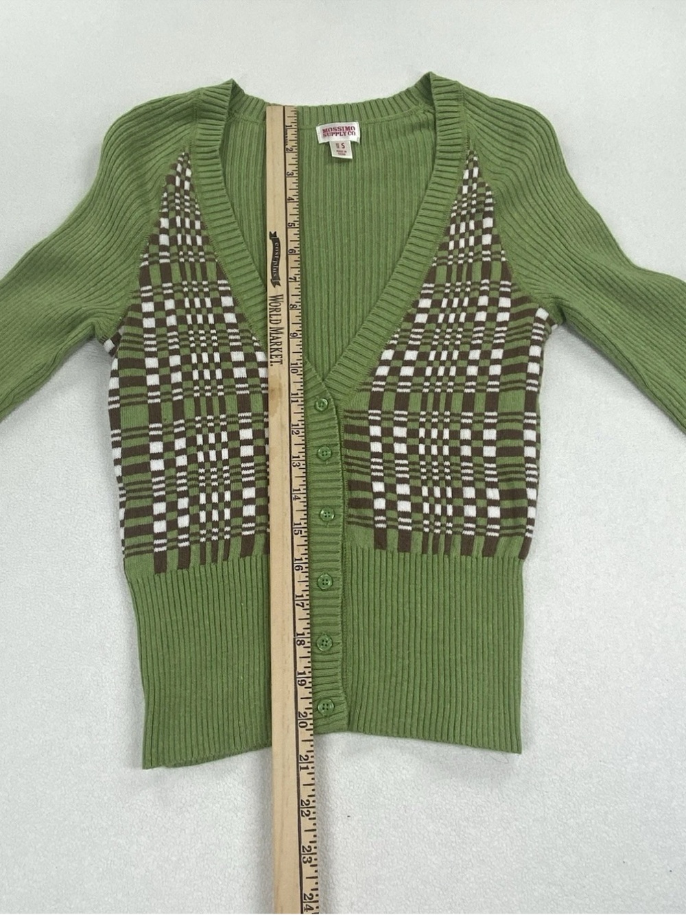 MOSSIMO Ribbed V‑Neck Cardigan with Patterned Panels 🍁🍂 - Picture 4 of 5
